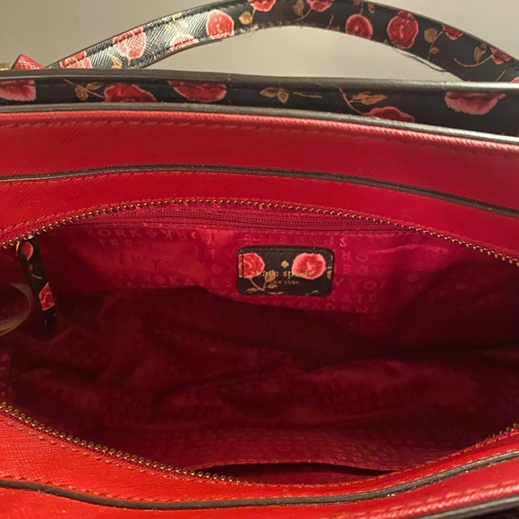 Kate Spade Red and Black Floral Handbag - Picture 4 of 6